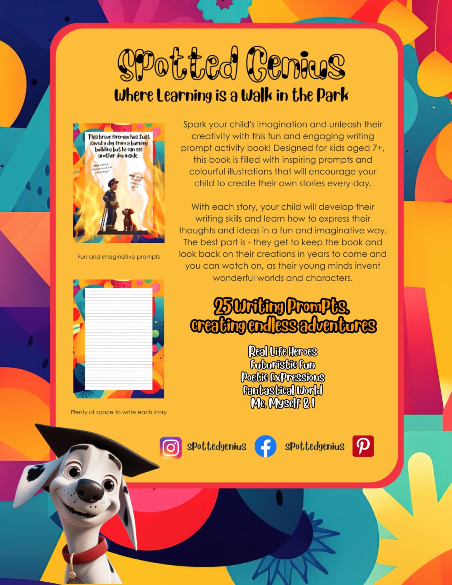 Spotted Genius - Where learning is a walk in the park - Creative Writing Prompt Book 2 Back Cover.